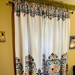 Navy & Tangerine Luxury Room Darkening Curtain Panels set of two 52”Wx84”L